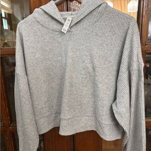 Alo Light Gray Ribbed Women's Hoodie